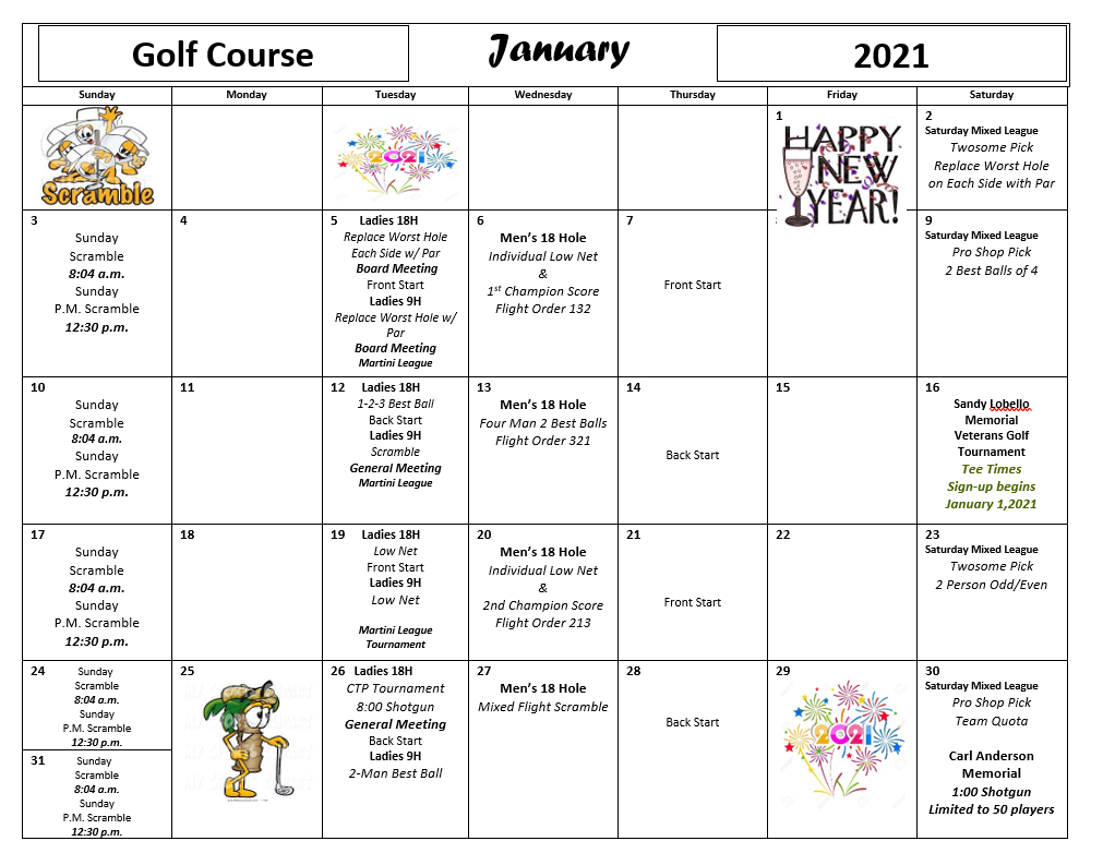 Calendar Barefoot Bay Golf Course